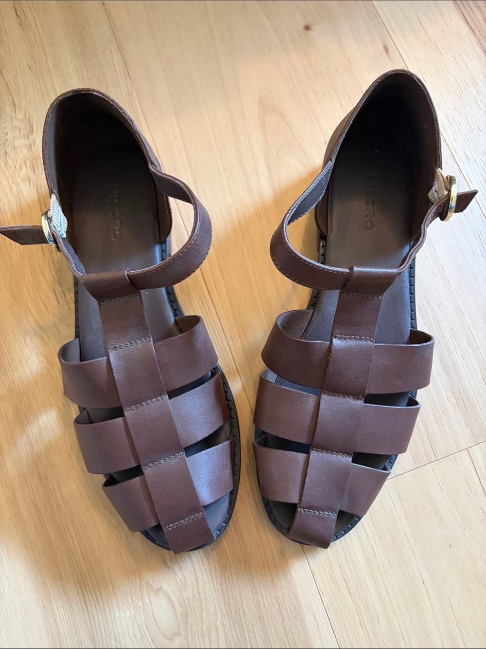 Pilcro Brown Woven Fisherman Sandals with Ankle Strap